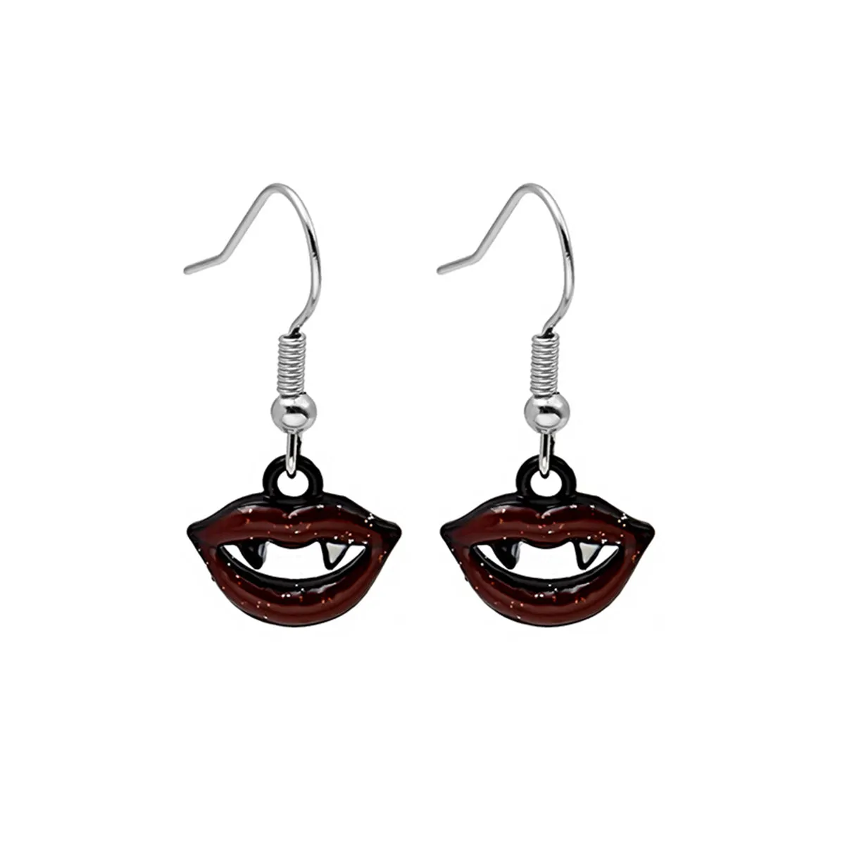 Red & Black Vampire Fangs Drop Earrings