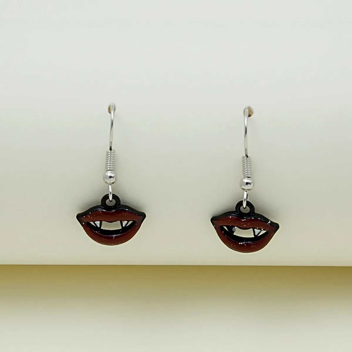 Red & Black Vampire Fangs Drop Earrings
