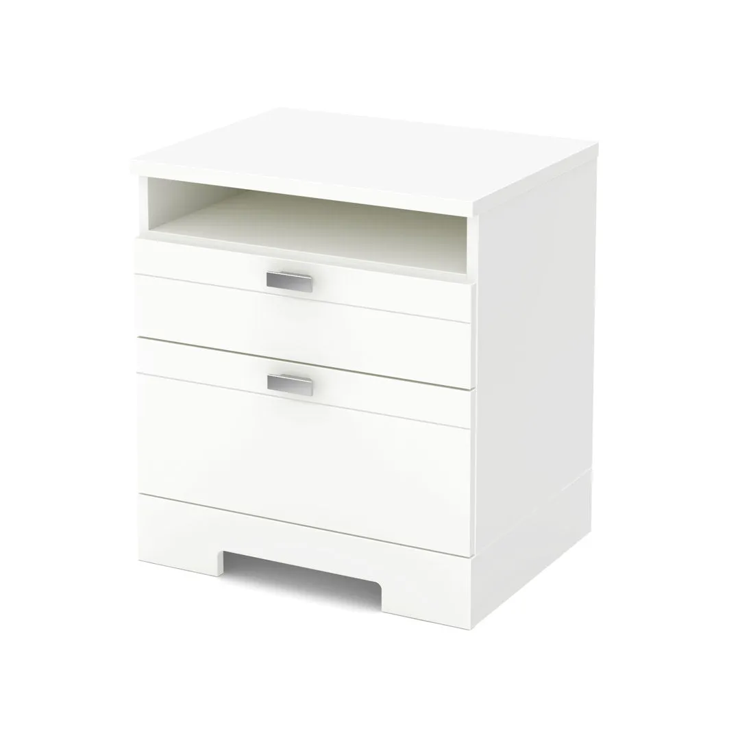 Reevo 2 Drawer Nightstand South Shore Color: White