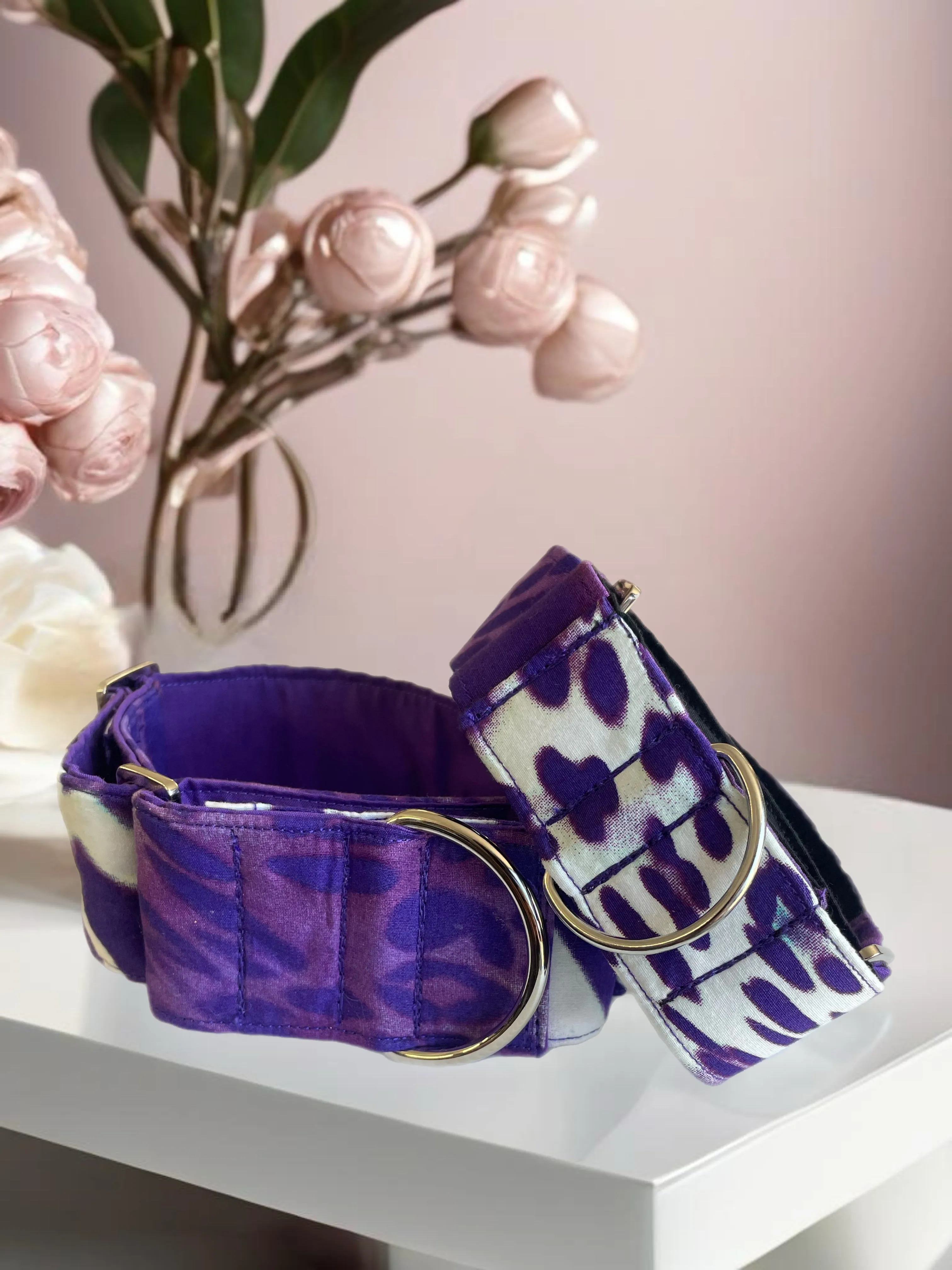 Rich purple designs greyhound Martingale collar cotton covered