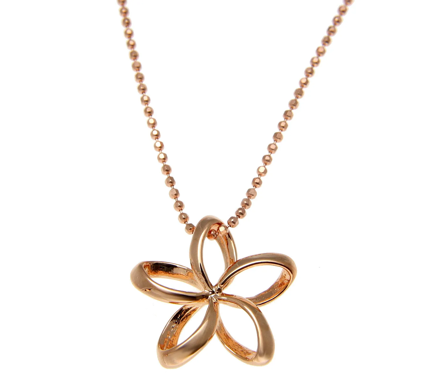 ROSE GOLD SILVER 925 HAWAIIAN OPEN PLUMERIA FLOWER SLIDE PENDANT 13MM-22MM