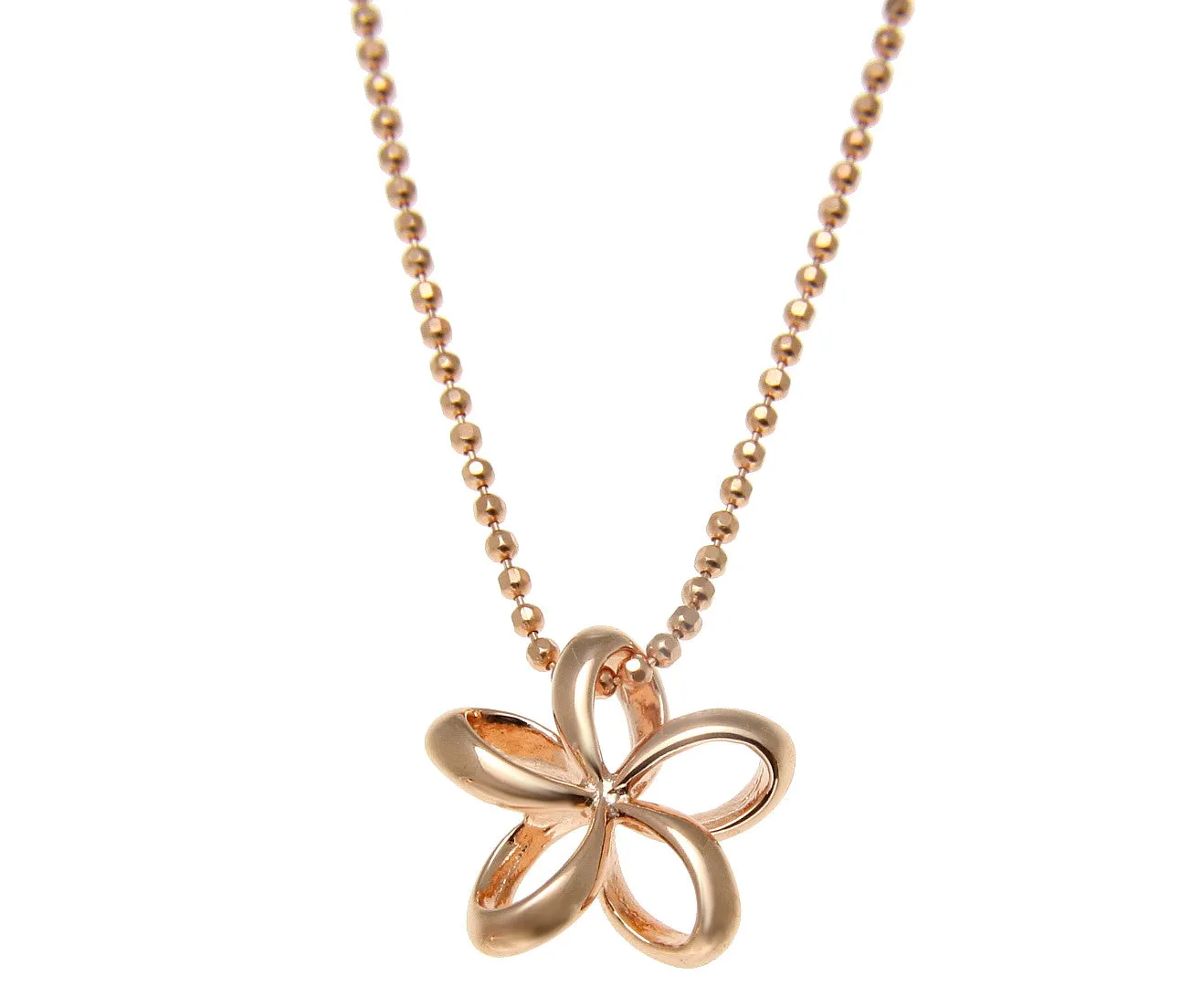 ROSE GOLD SILVER 925 HAWAIIAN OPEN PLUMERIA FLOWER SLIDE PENDANT 13MM-22MM