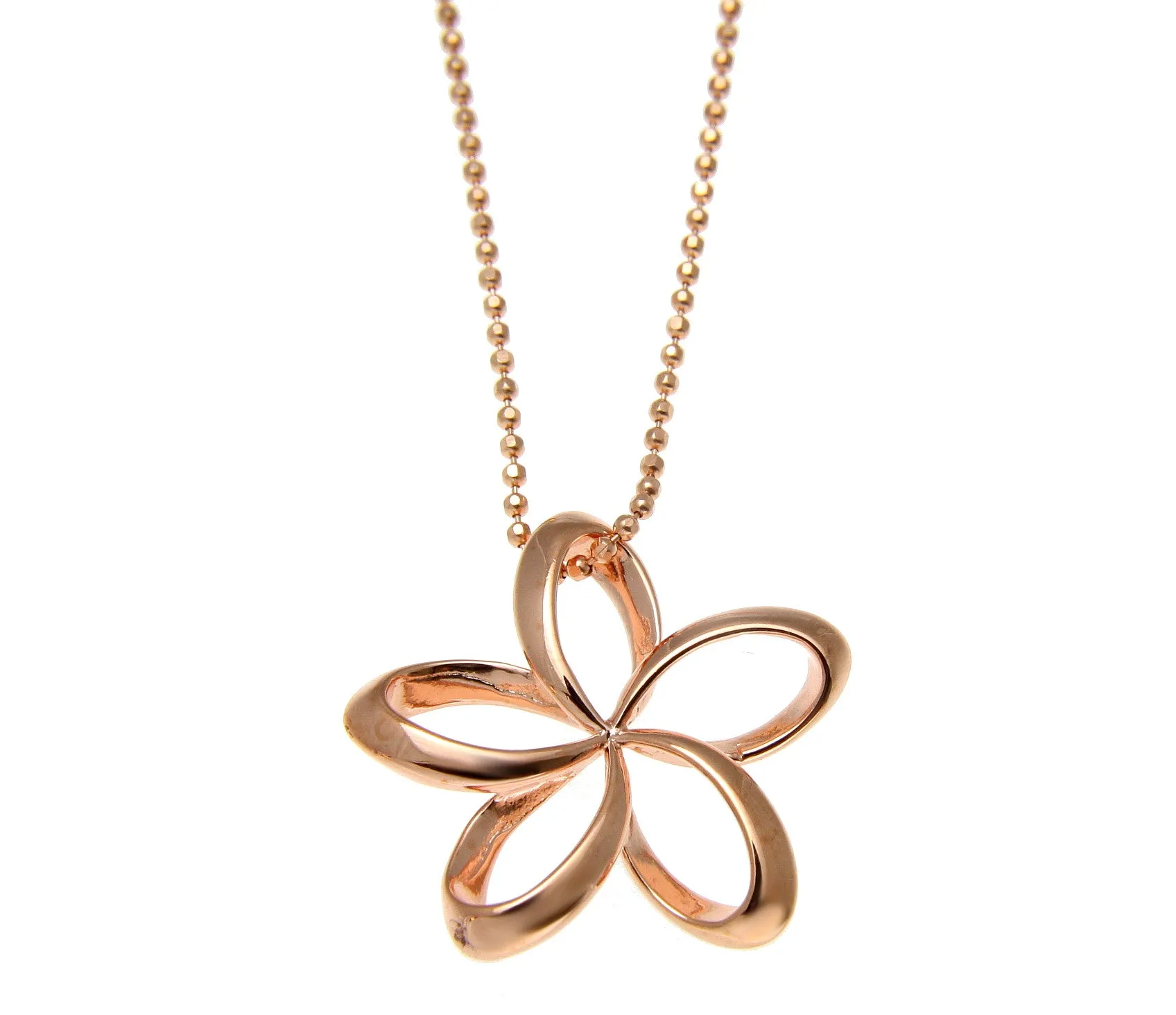 ROSE GOLD SILVER 925 HAWAIIAN OPEN PLUMERIA FLOWER SLIDE PENDANT 13MM-22MM