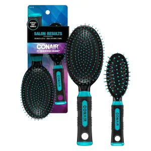 Salon Results Hairbrush Set - Travel Hair Brush - Hairbrushes for All Hair Types - Curly Hair Brush - Hairbrush - Detangler Brush - Travel Size   Full-Size Brush