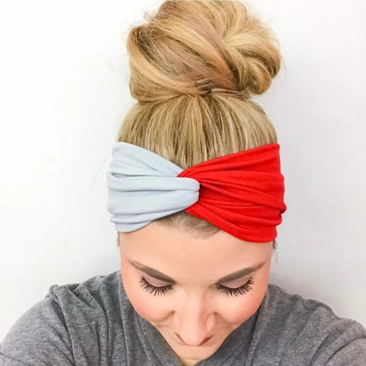 Scarlet & Gray Twist Turban Headband