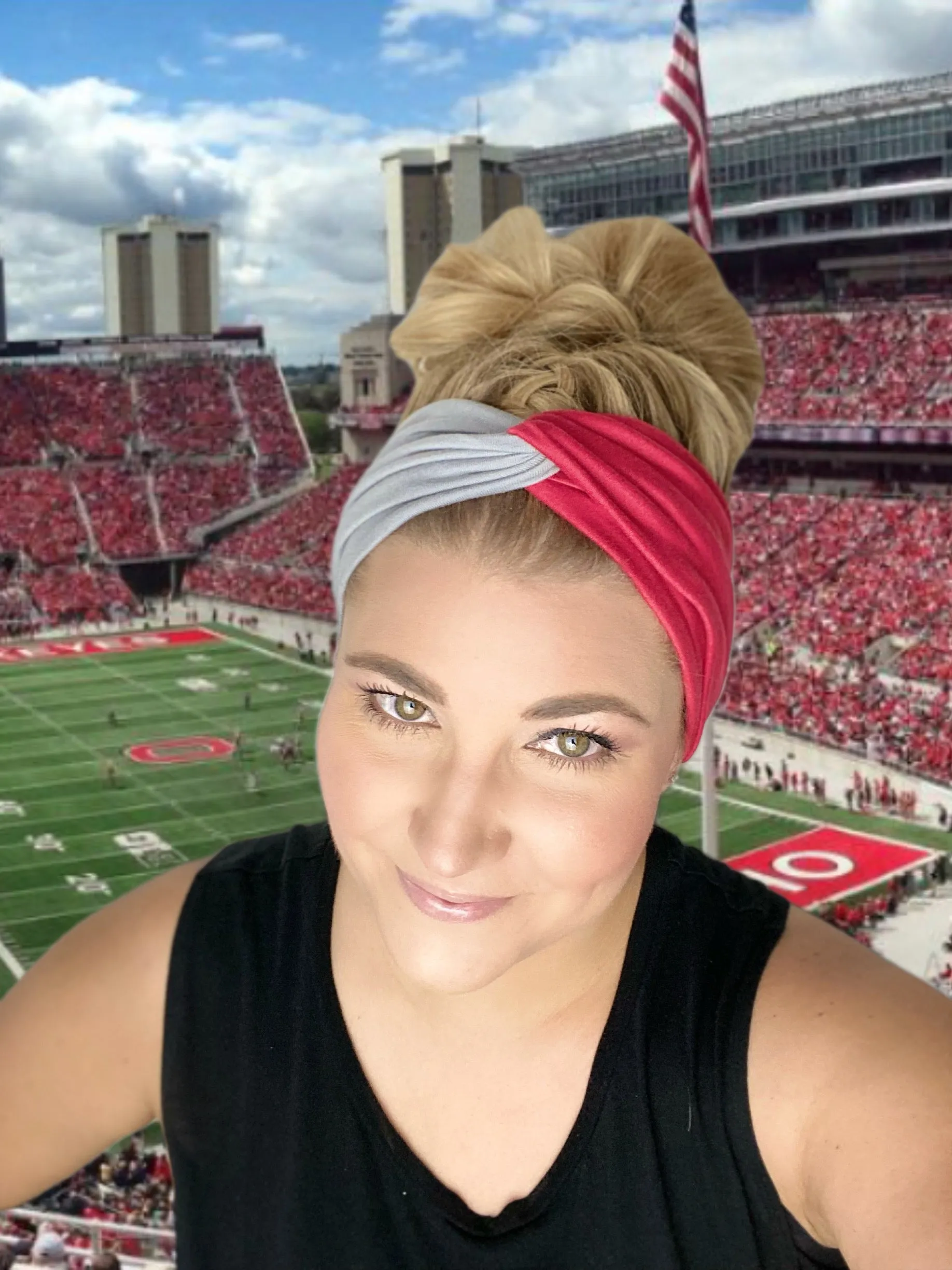 Scarlet & Gray Twist Turban Headband