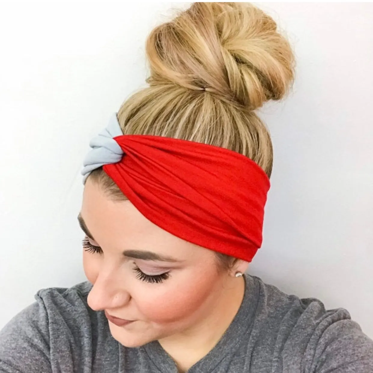 Scarlet & Gray Twist Turban Headband