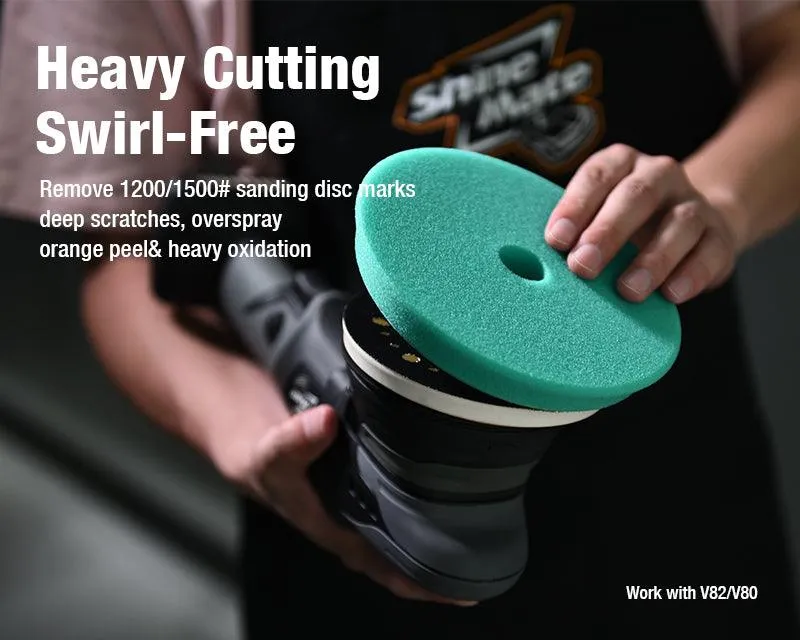 ShineMate T120 DA Green Heavy-Cut Foam Pad, Flat, 6/7"