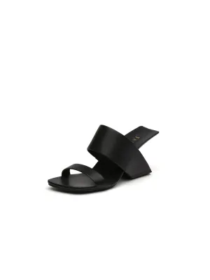Signature Open-Heel Leather Slide Sandal - Black