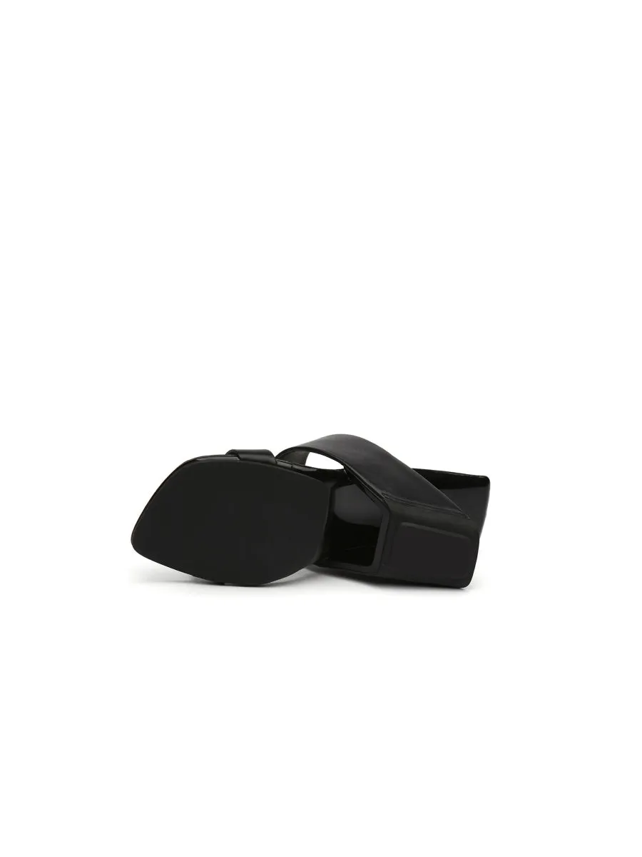 Signature Open-Heel Leather Slide Sandal - Black