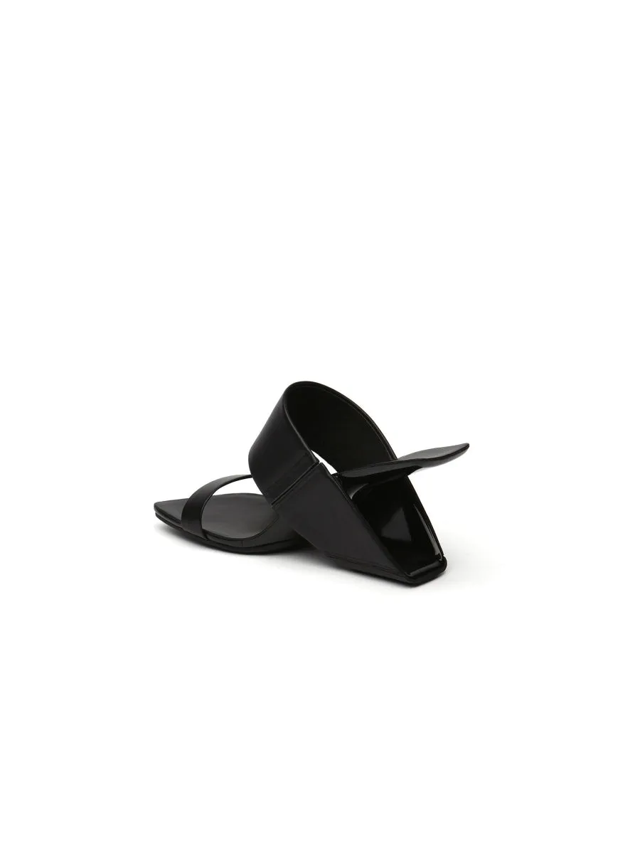 Signature Open-Heel Leather Slide Sandal - Black