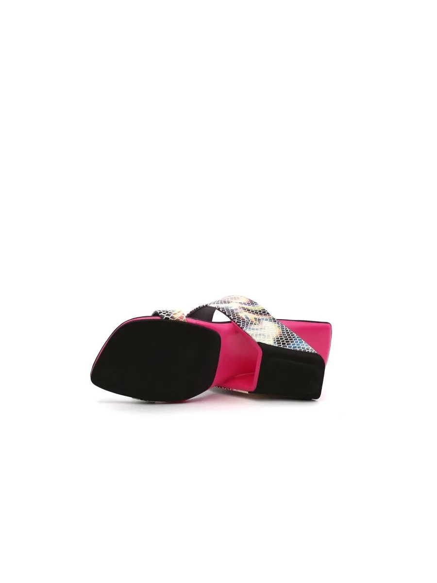 Signature Open-Heel Leather Slide Sandal - Multi Print