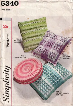 Simplicity 5340 Mid Century Home Decor Smocked Gingham Pillow Covers 1960s Vintage Sewing Pattern