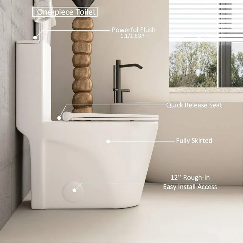 Sleek Dual Flush One-Piece Toilet with Soft-Close Seat