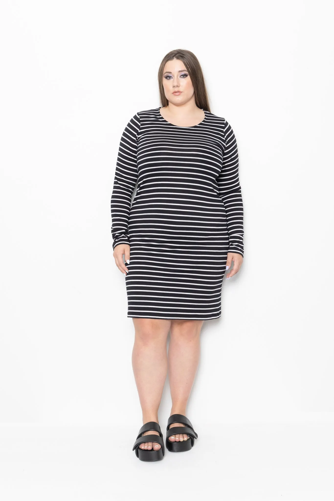 Sleeved Slip -  Midi Length - Stripe