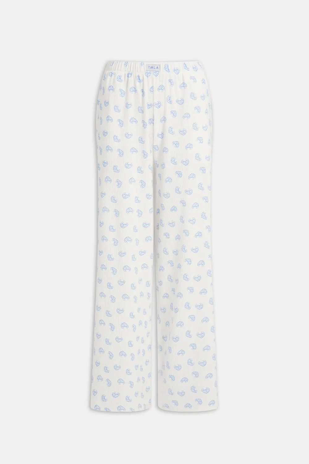 SOFT LOUNGE WIDE LEG PYJAMA BOTTOMS - CROISSANT PRINT