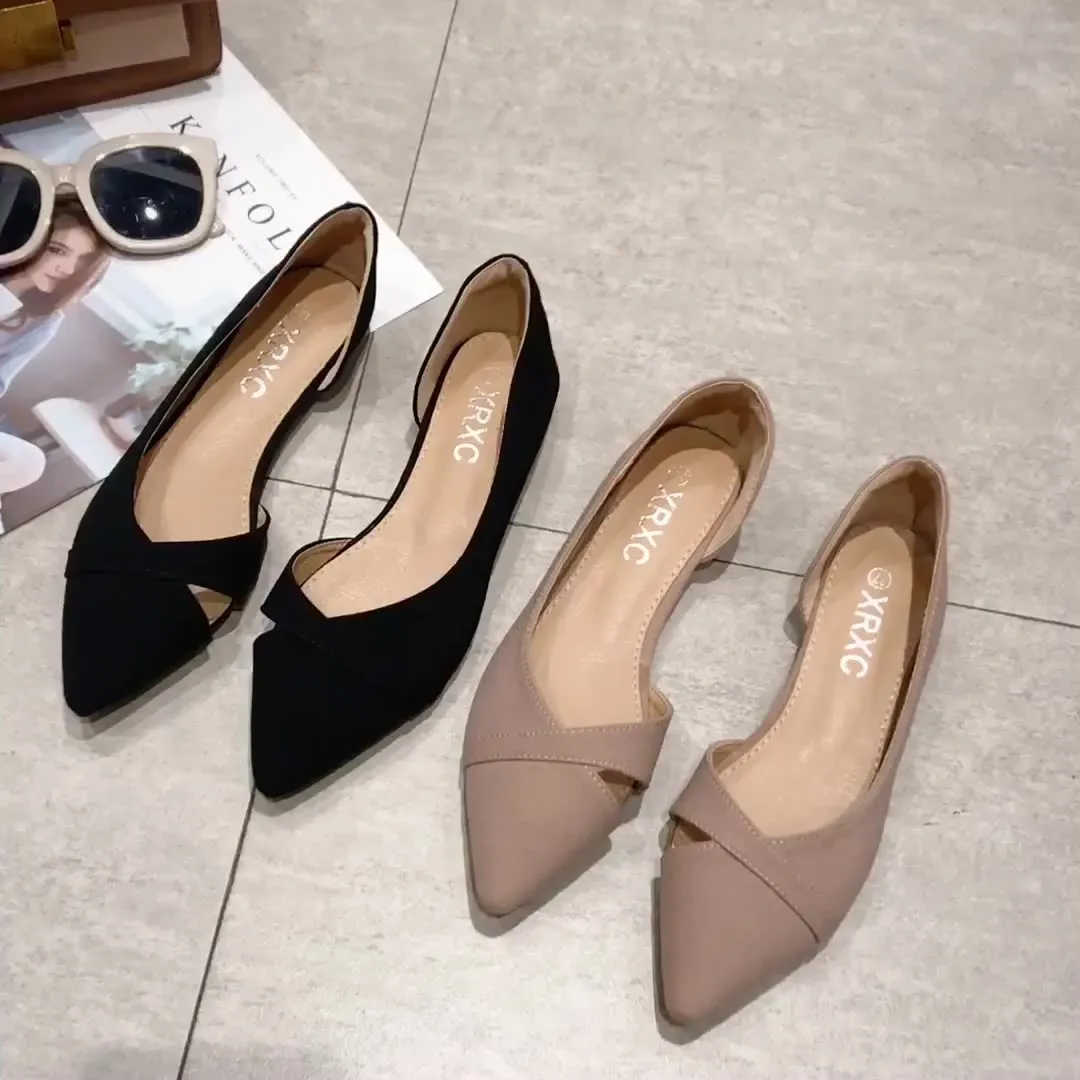 Solid Suede Leather Flat Slip On Shoes