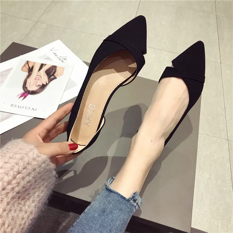 Solid Suede Leather Flat Slip On Shoes