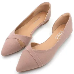 Solid Suede Leather Flat Slip On Shoes