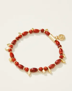Spartina Red Jasper Beaded Stretch Bracelet