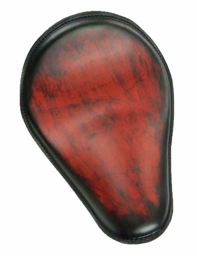 Spring Seat Harley Sportster Honda 11x14" Ant Red Leather Chopper Bobber USA