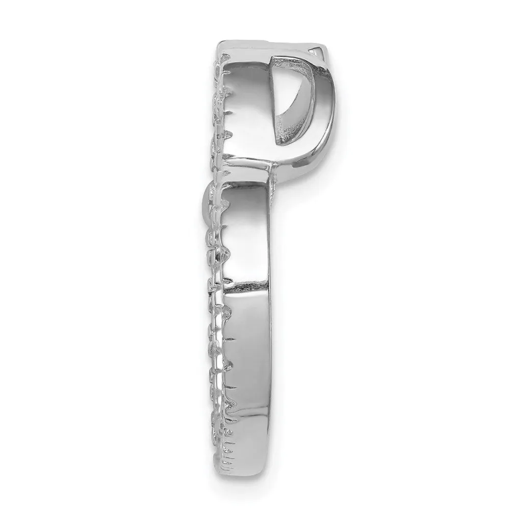 Sterling Silver CZ Heart Slide Pendant