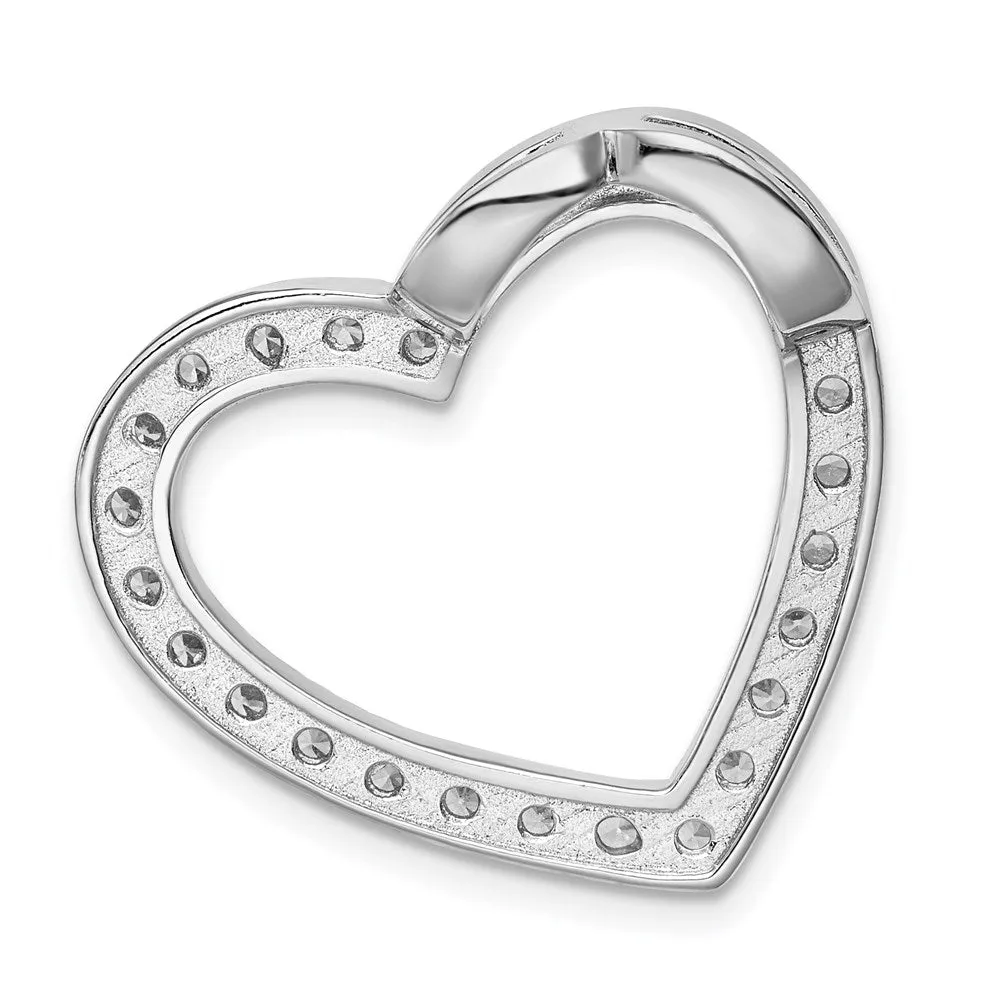 Sterling Silver CZ Heart Slide Pendant