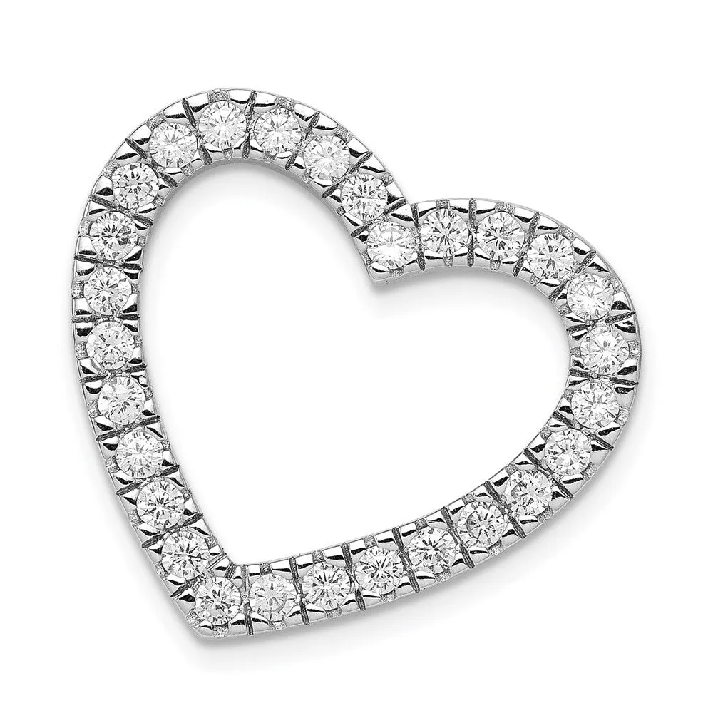 Sterling Silver CZ Heart Slide Pendant