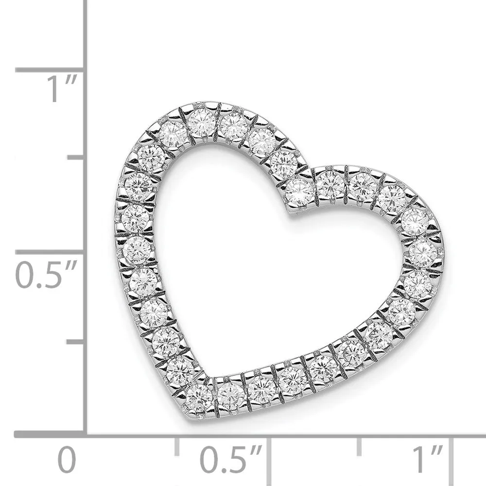 Sterling Silver CZ Heart Slide Pendant