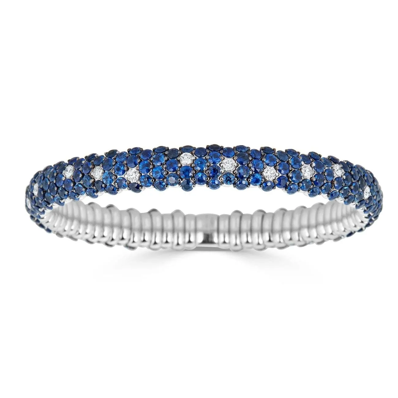 Stretch 18K White Gold Sapphire & Diamond Bracelet