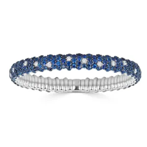 Stretch 18K White Gold Sapphire & Diamond Bracelet