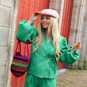 Strik blazer groen