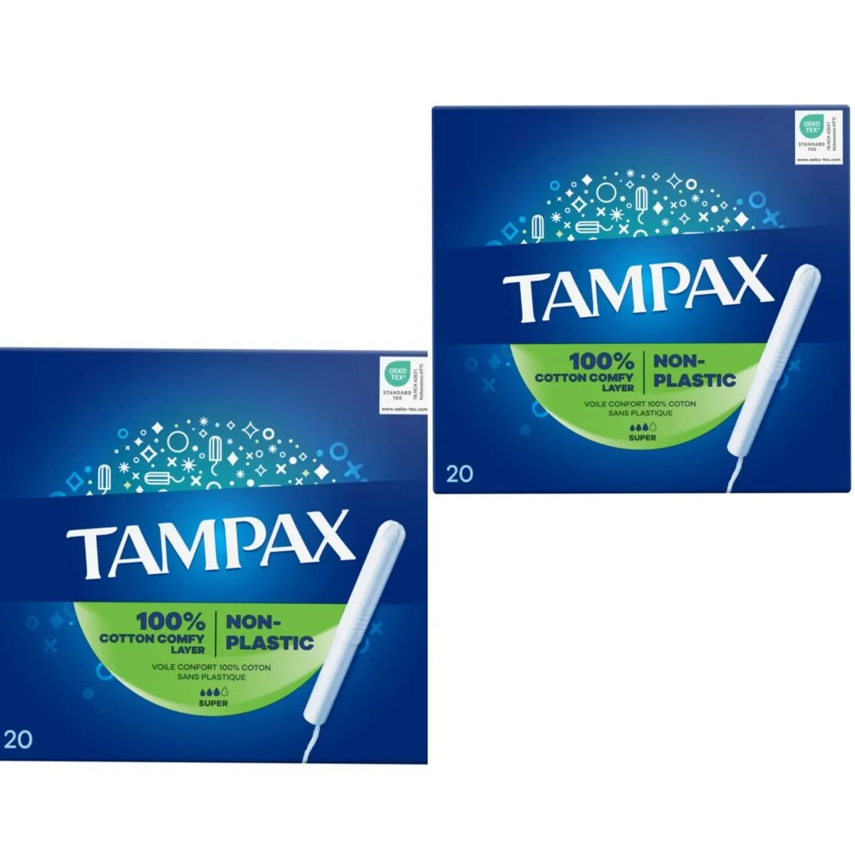 Tampax 100 cotton comfy layer with Applicator Tampons -non plastic *20