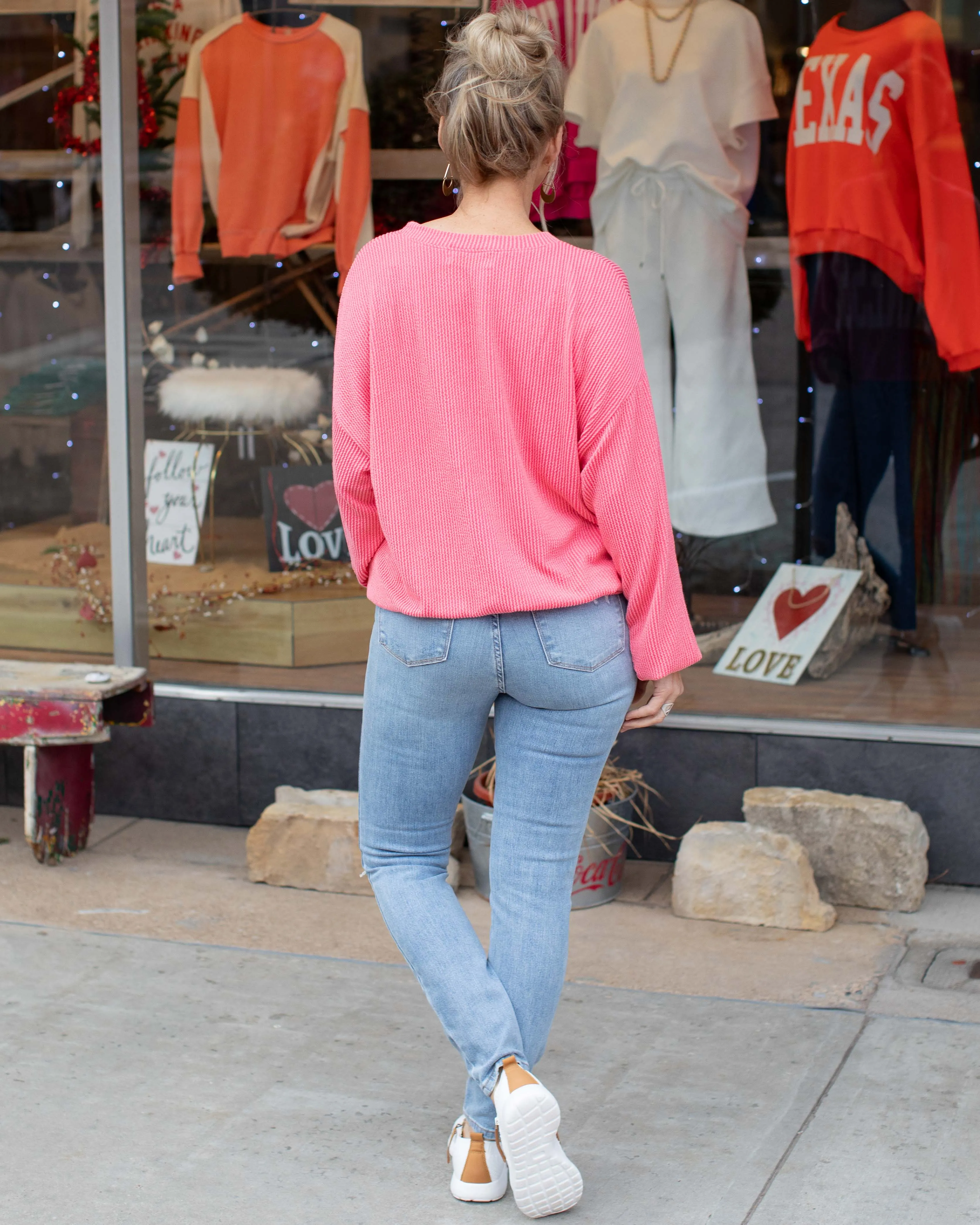 TENNESSEE RIB CORD SWEATSHIRT - WATERMELON