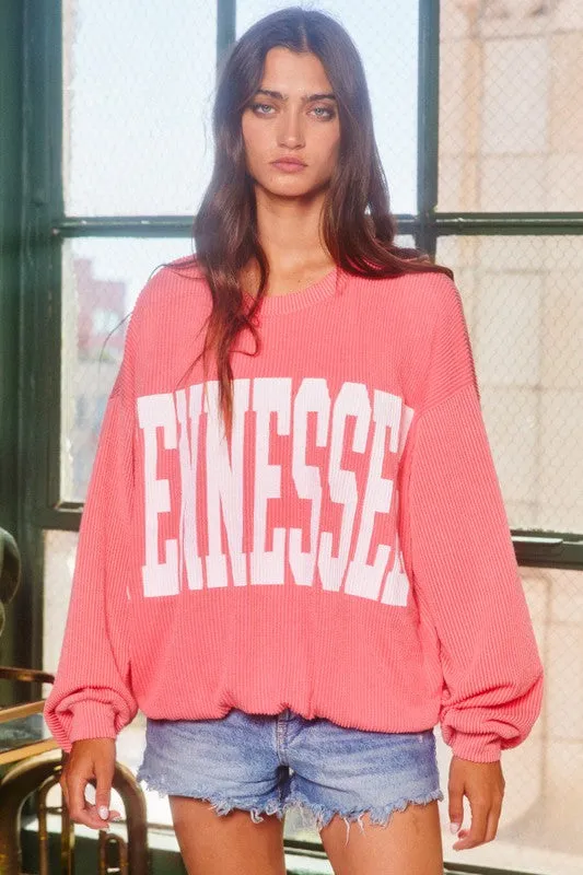 TENNESSEE RIB CORD SWEATSHIRT - WATERMELON
