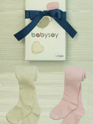 Tights - Set of 2 (Cream   Pink)