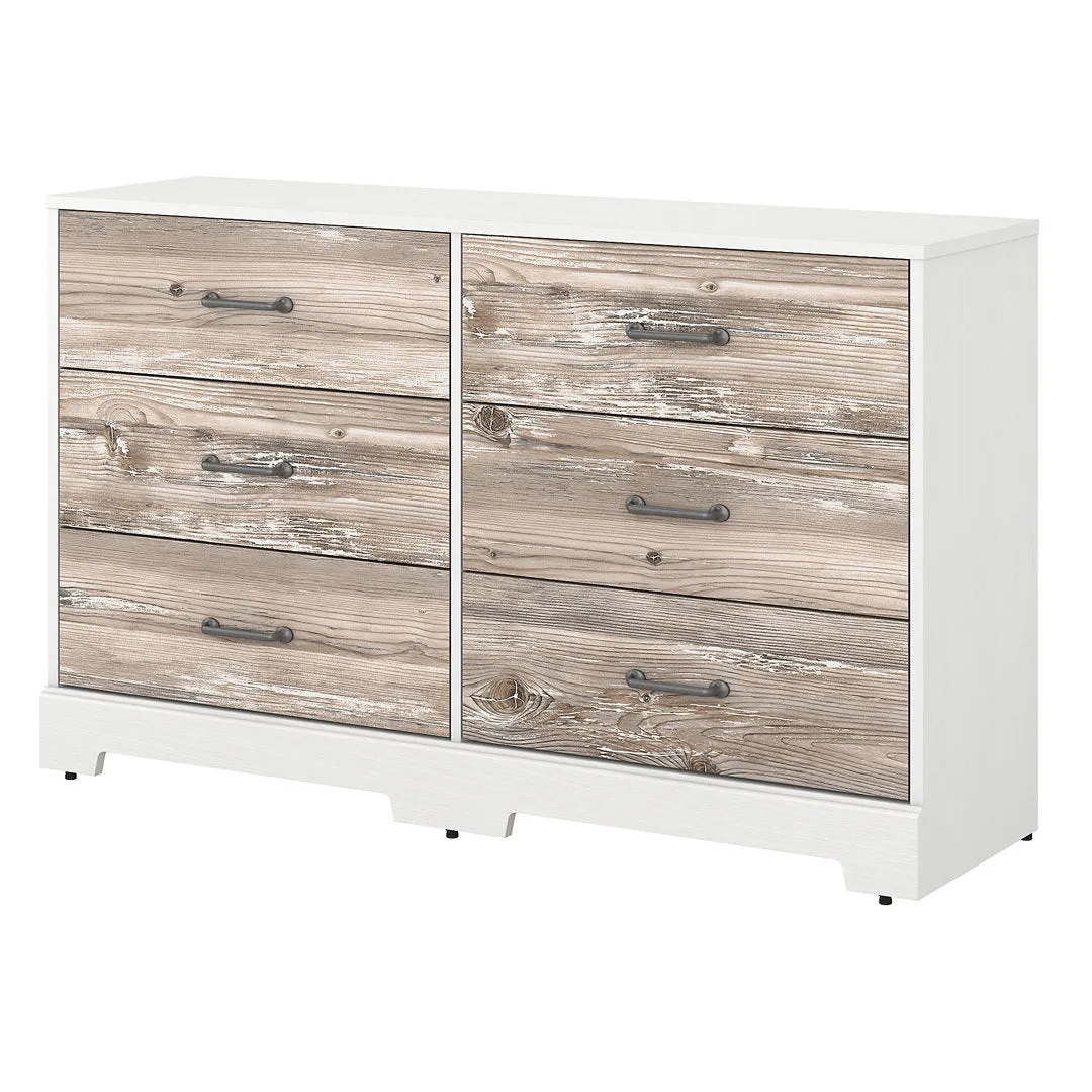 Torkelson River Brook 6 Drawer Double Dresser Ebern Designs Color: White Suede Oak/Barnwood