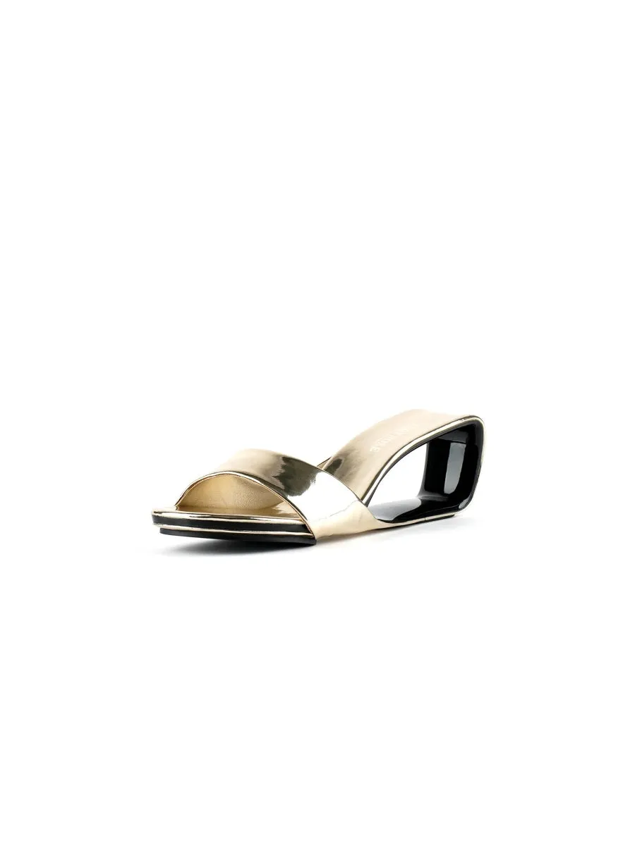 Twisted Upper Heel Genuine Leather Golden Slide