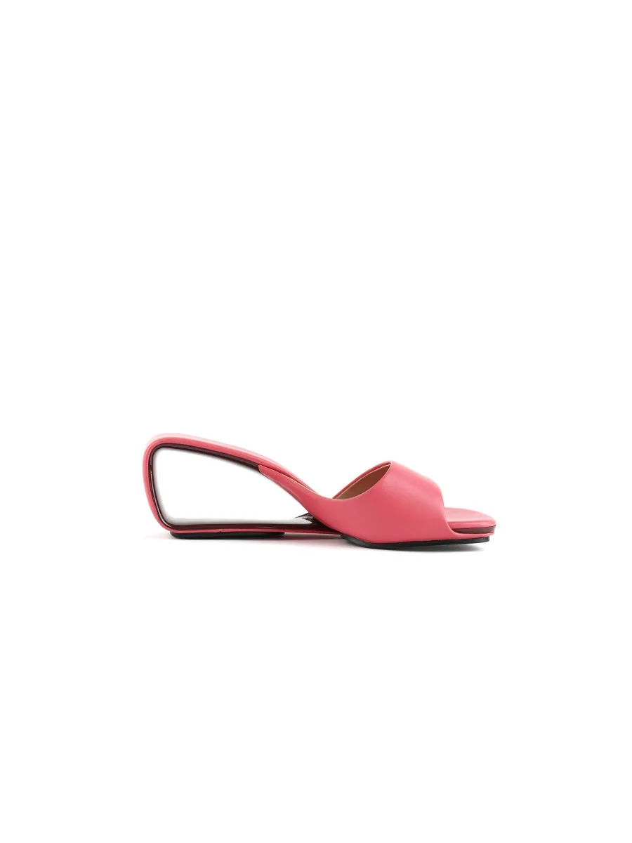 Twisted Upper Heel Genuine Leather Rose Slide