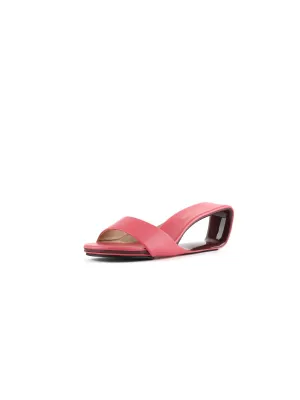 Twisted Upper Heel Genuine Leather Rose Slide