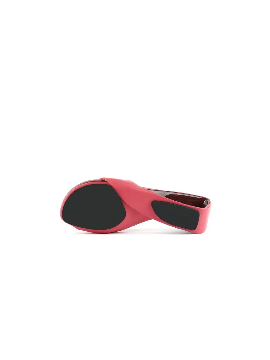 Twisted Upper Heel Genuine Leather Rose Slide