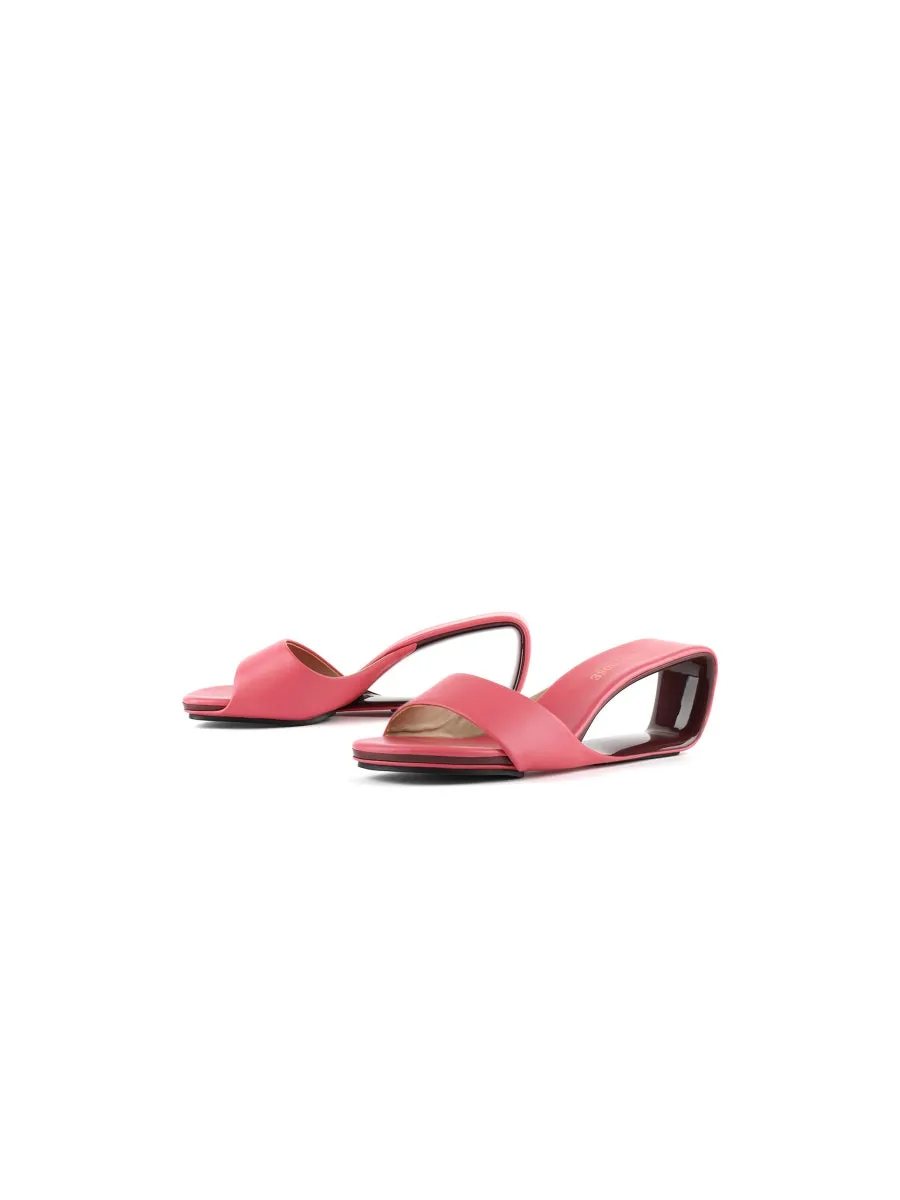 Twisted Upper Heel Genuine Leather Rose Slide