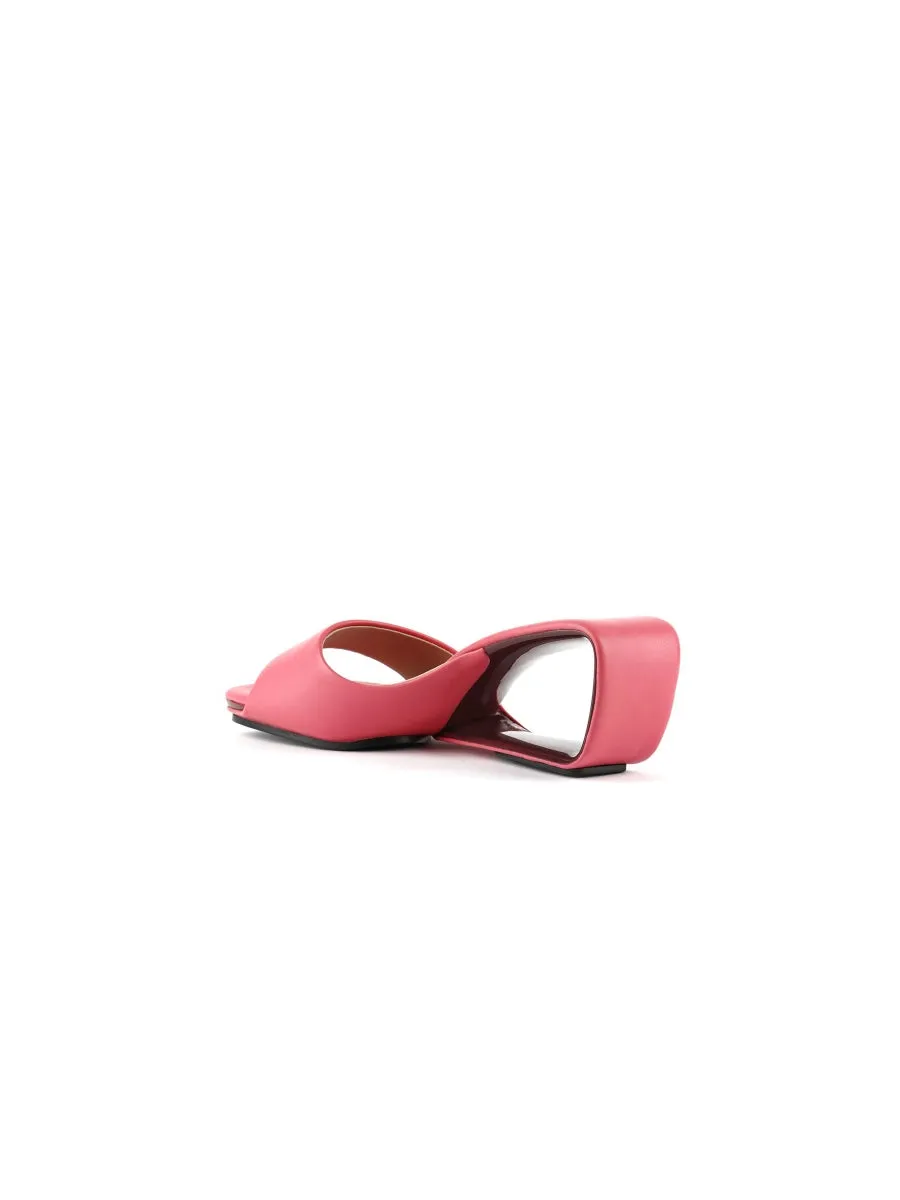 Twisted Upper Heel Genuine Leather Rose Slide