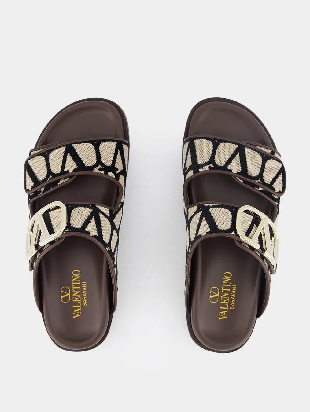V-Logo Leather Slides