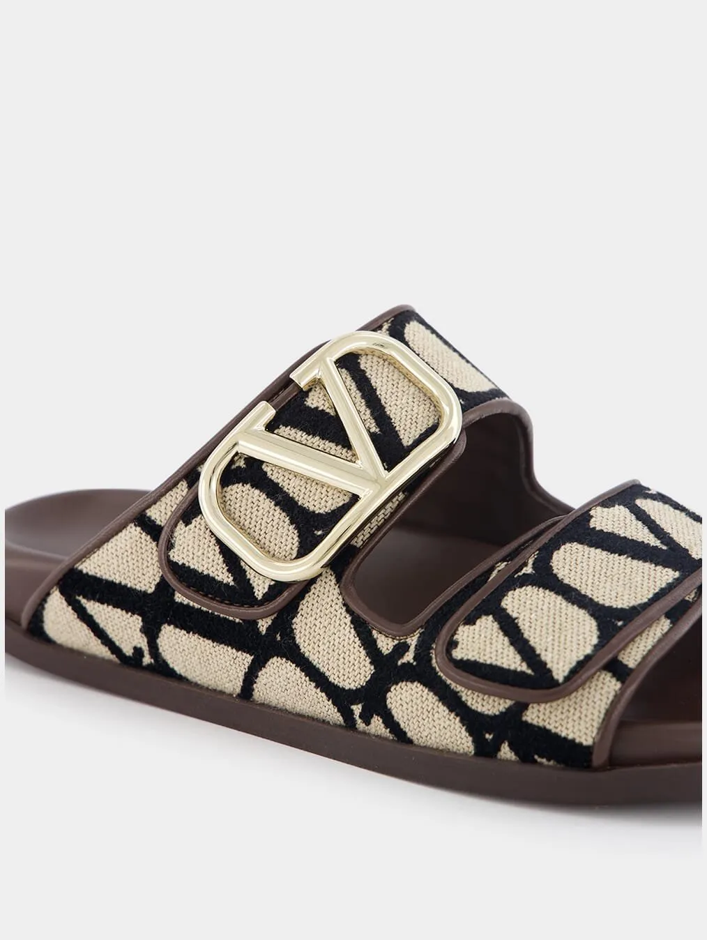 V-Logo Leather Slides
