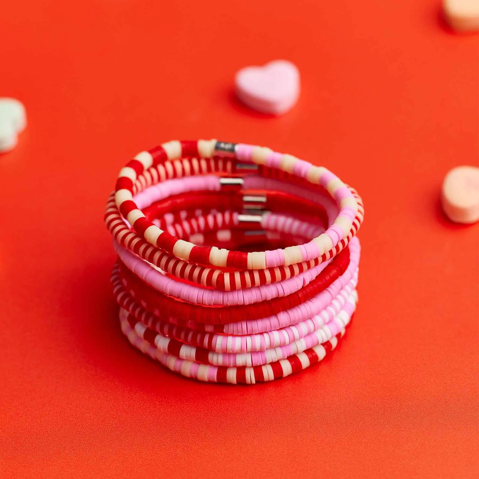 Vacation Vibes Pink Moment Stretch Bracelet Set of 8