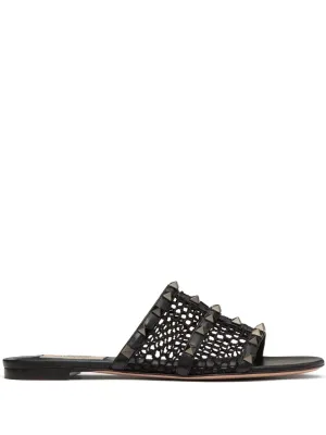 Valentino Garavani Rockstud-embellished interwoven slides