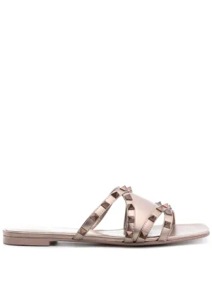 Valentino Garavani Rockstud metallic leather slides