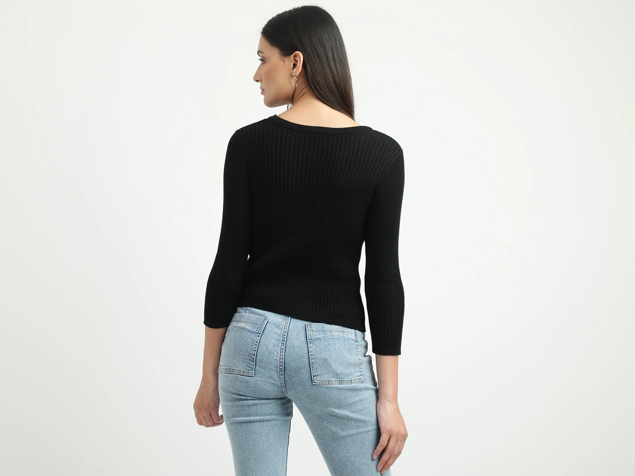 Women Ribbed Round Neck Sweater