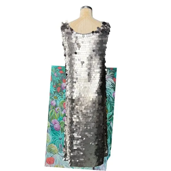 Worthington Silver Sequin Sleeveless Tank Dress Womens Size XL